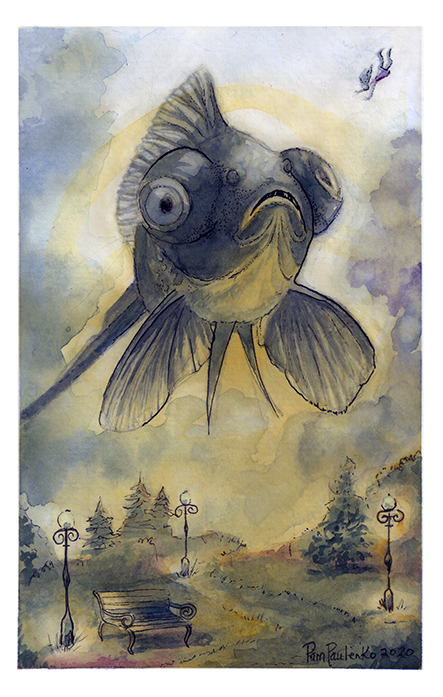 Surreal Painting of Fish by Wildlife Artist Pam Paulenko 