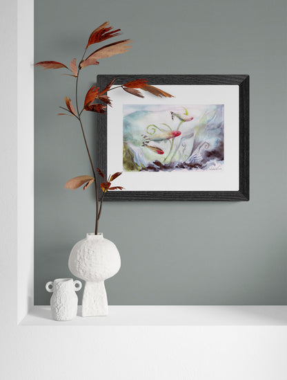 Rummynose Tetras Classic Matte Paper Poster - Original Watercolour Art by Canadian Artist Pamela Paulenko, painting Ontario wildlife