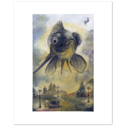 Classic Matte Paper Poster Blackmore Fish - Original Watercolour Art by Canadian Artist Pamela Paulenko, painting Ontario wildlife