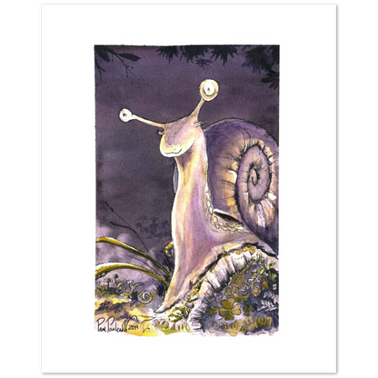 Proud Snail Classic Matte Paper Poster - Original Watercolour Art by Canadian Artist Pamela Paulenko, painting Ontario wildlife