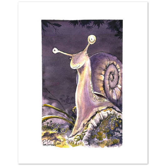 Proud Snail Classic Matte Paper Poster - Original Watercolour Art by Canadian Artist Pamela Paulenko, painting Ontario wildlife